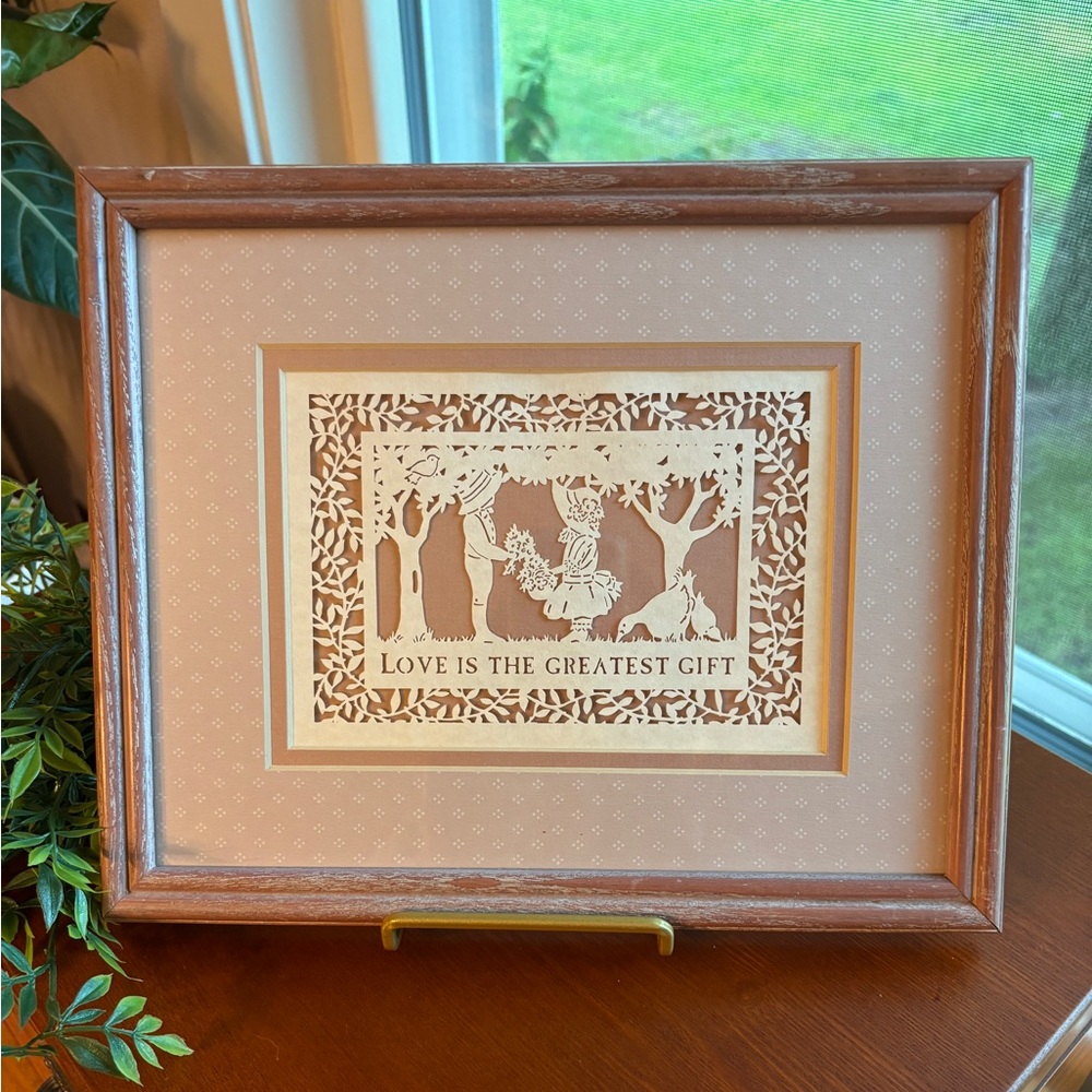 VINTAGE Scherenshitte “Love is the Greatest Gift” Framed Art